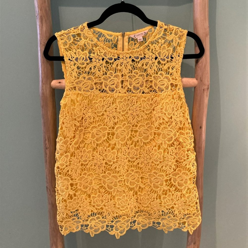 Nanette Lepore Knit Floral Lace Sleeveless Top, Size S